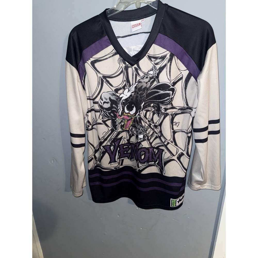 Small Marvel Venom #88 Jersey Striped Long Sleeve V-Neck‎ EUC